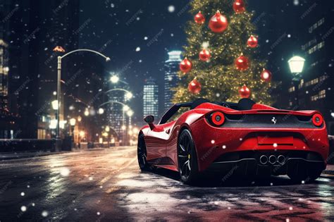 Premium AI Image | sports car with christmas concept of urban background