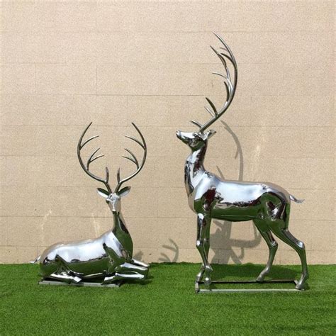 不锈钢园林长颈鹿动物雕塑 -宏通雕塑