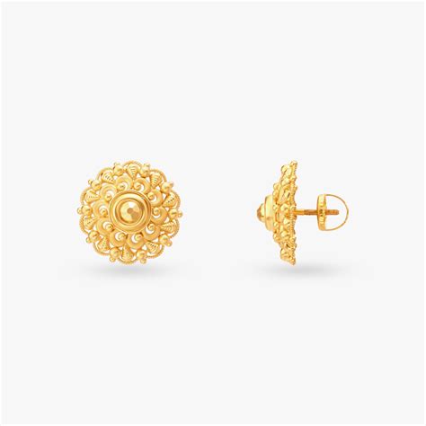 Intricate Gold Stud Earrings