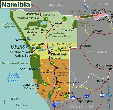 Detailed political map of Namibia with all cities and highways ...