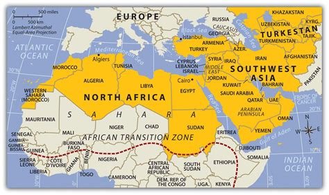 Southwest Asia North Africa Political Map: Countries Boundaries