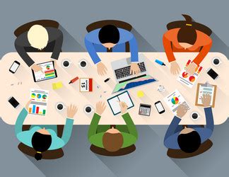 Staff around table Royalty Free Vector Image - VectorStock