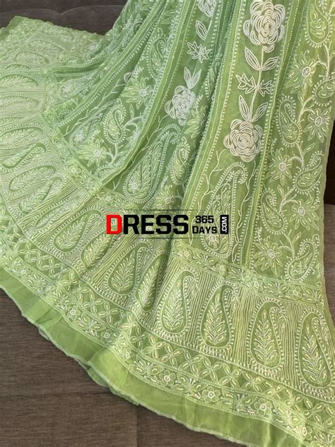 Pista Green Pearl & Chikankari Anarkali Suit – Dress365days
