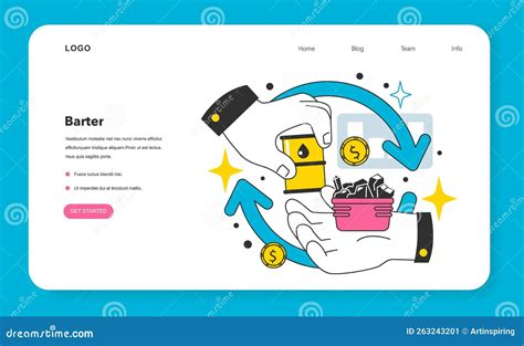 Barter System Web Banner or Landing Page. Economical Exchange Stock ...
