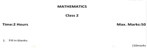 Image result for Class 2 Maths Question Paper