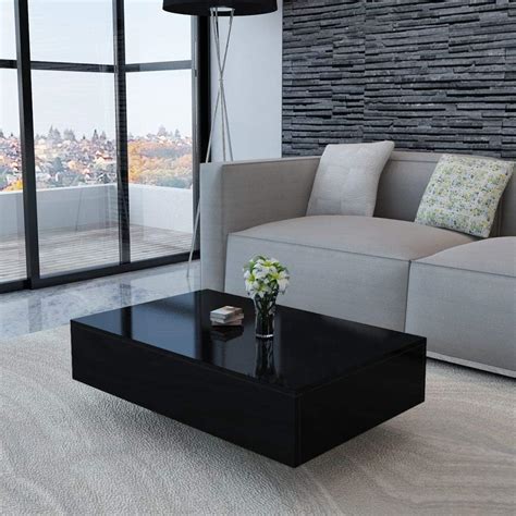 Amazon.com: Canditree Modern Rectangular Coffee Table, High Gloss Black ...