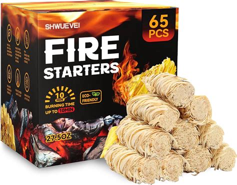 Amazon.com : Shwuevei 65 pcs Fire Starter - Natural Fire Starters for ...