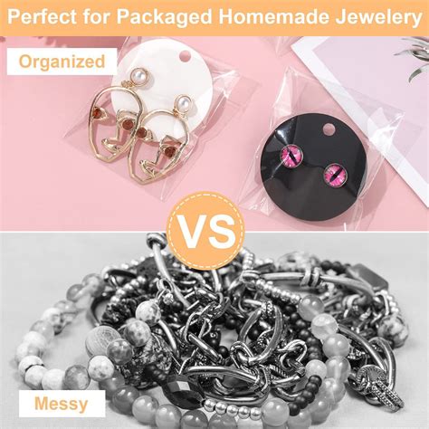 Round white earring card 5cm diameter with OPP packing (Pack of 100 ca ...