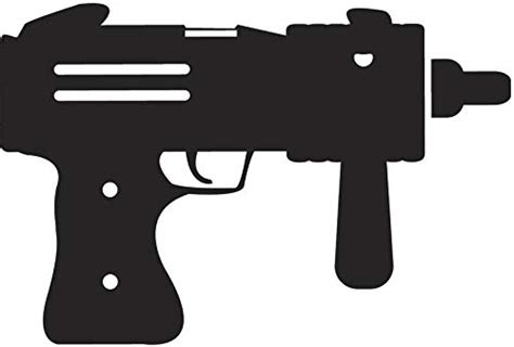 Simple Black Gun Silhouette Cartoon Vinyl Sticker (8" Wide, Machine Gun ...