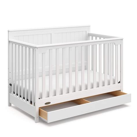 Graco Hadley 4-in-1 Convertible Crib with Drawer, White, Easily ...