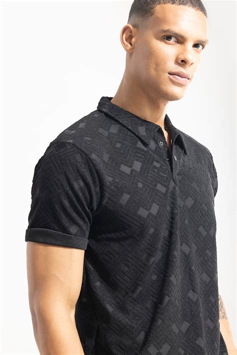 Buy Men's Square Space Black Polo T-Shirt Online | SNITCH