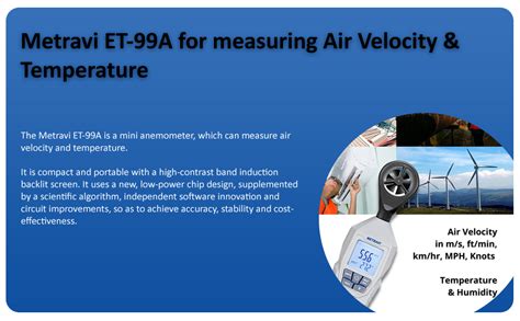 Metravi ET-99A Thermo-Anemometer for measuring Air Velocity ...