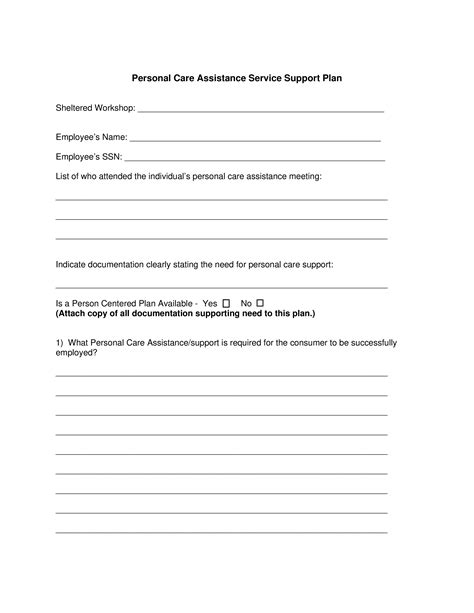 Support Plan Template