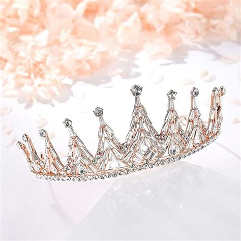 Rubela Grand Crystal Gold Queen Alloy Crown Headpiece : Amazon.in ...