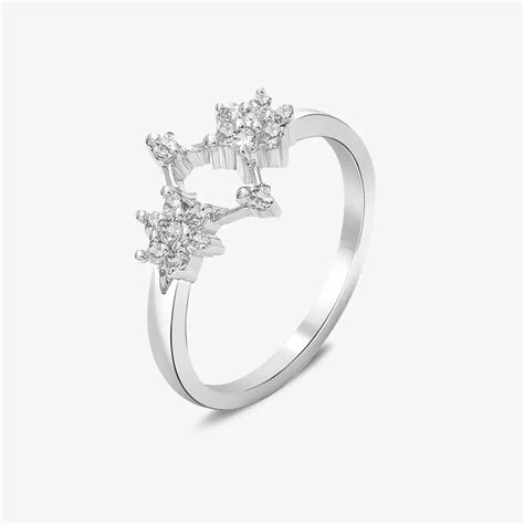 Silver Duo Flower Ring