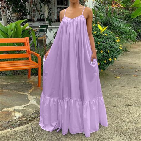 IDALL Summer Dresses,Maxi Dresses Strap Pocket Swing Casual Fashion ...