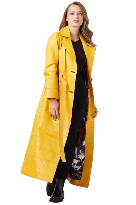 Rita Women's 100 % Real Yellow Leather Topcoat