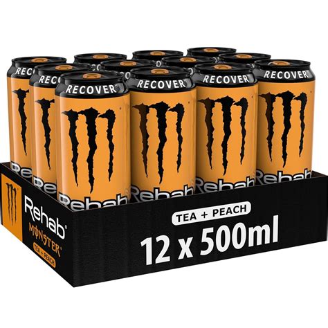Monster Energy Rehab Peach - Caffeine Energy Drink Non-Carbonated ...