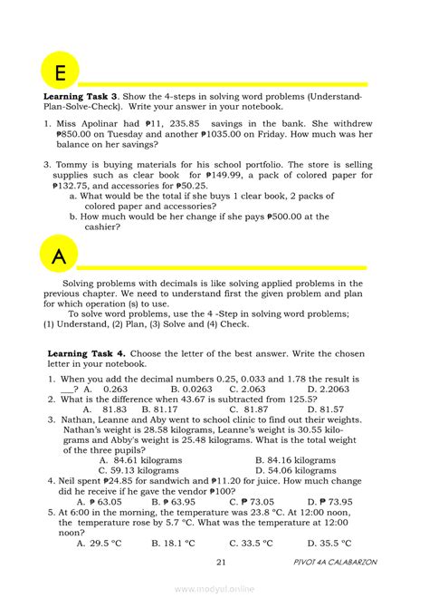 Image result for Pivot Learning Module Grade 6