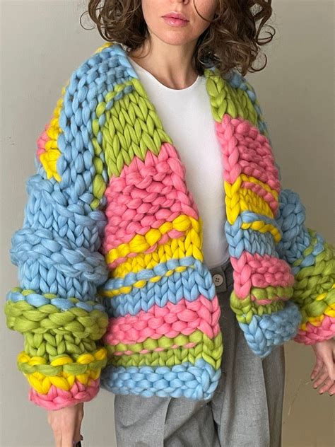 Chunky hand knit cardigan womens crochet cardigan etsy – Artofit