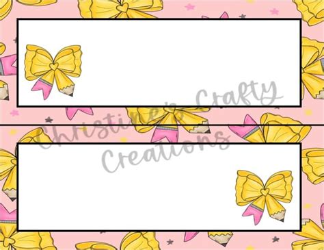 Coquette Bows and Pencils Name Tags l Editable by Christine's Crafty ...