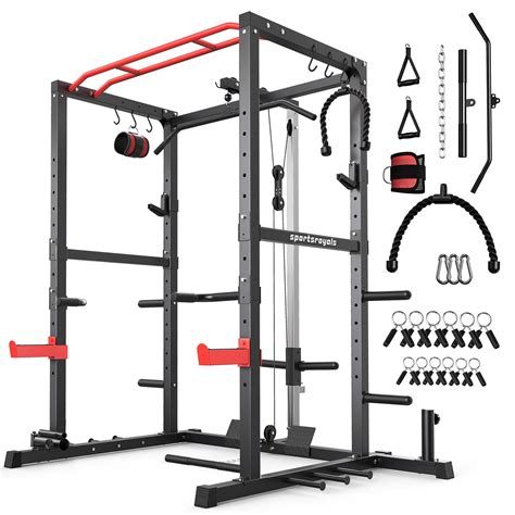 Sportsroyals Power Rack, Multi-Functional Power Cage with LAT Pulldown ...