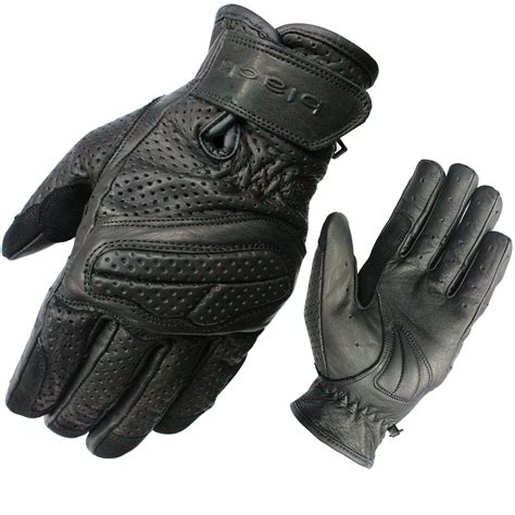 Black Active Leather Motorcycle Gloves - Gloves - Ghostbikes.com