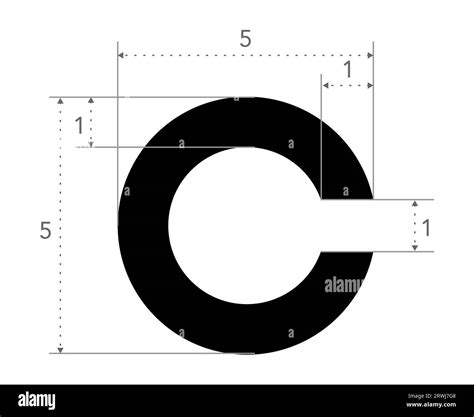 Landolt C Eye Test Chart broken ring medical illustration character symbol diagram. Japanese ...