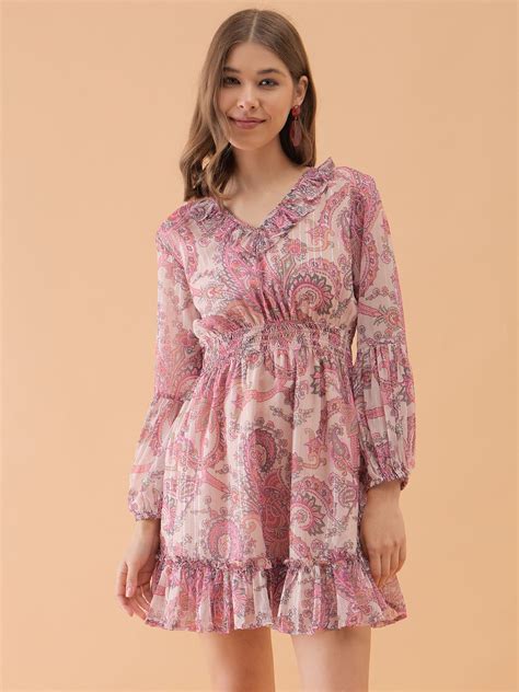 Multicolor Printed Flared Dress | OCTICS – Octics