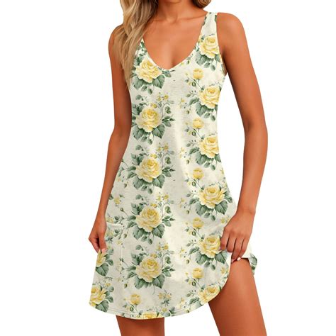 Beach Cover Ups for Women Cute Sundresses V Neck Sleeveless Business ...
