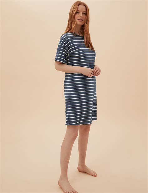 Buy Cotton Striped Short Nightdress at Marks & Spencer