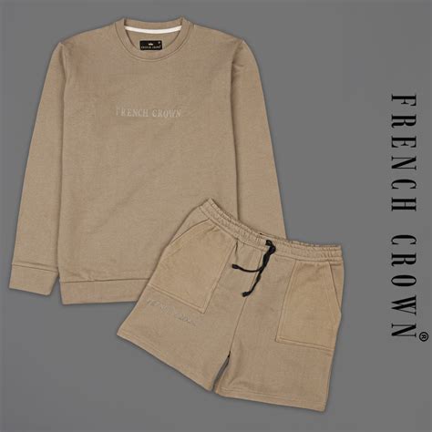 Shadow Brown Full Sleeves T-Shirt With Shadow Brown Shorts Super Soft ...