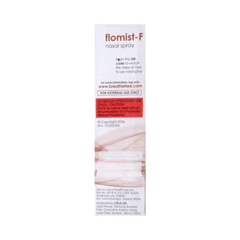 Flomist F 27.5 MCG Nasal Spray (12): Uses, Side Effects, Price & Dosage ...