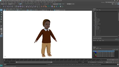 3D Little Black Boy Light Skin Autumn Clothes Rigged for Maya model ...