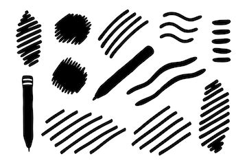 Brush of childrens crayon or marker doodle rouge handdrawn scratches ...