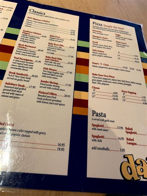 Dals Restaurant Menu