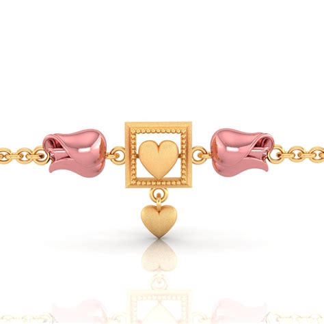 Buy 14K Gold Geometric Square Bracelet with Pink CZ Roses – P.C ...
