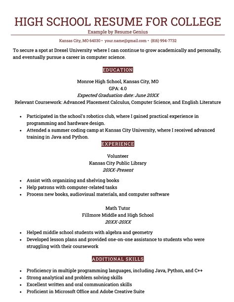 4+ High School Resume Examples for 2025