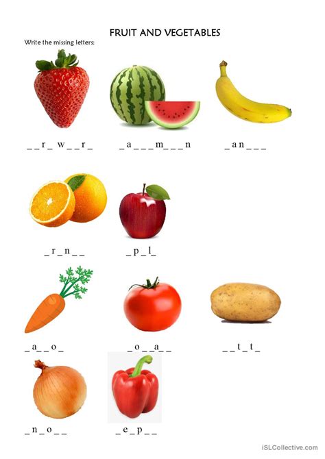 Fruits and Vegetables word formation: English ESL worksheets pdf & doc