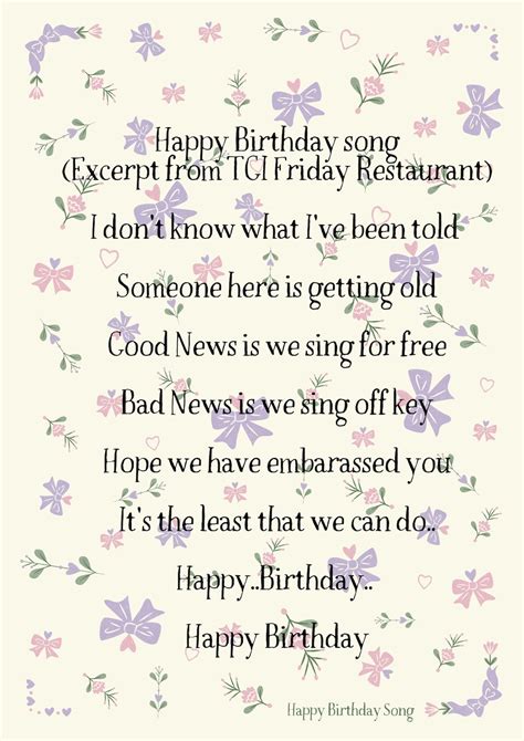 Happy Birthday Song Lyrics - Etsy