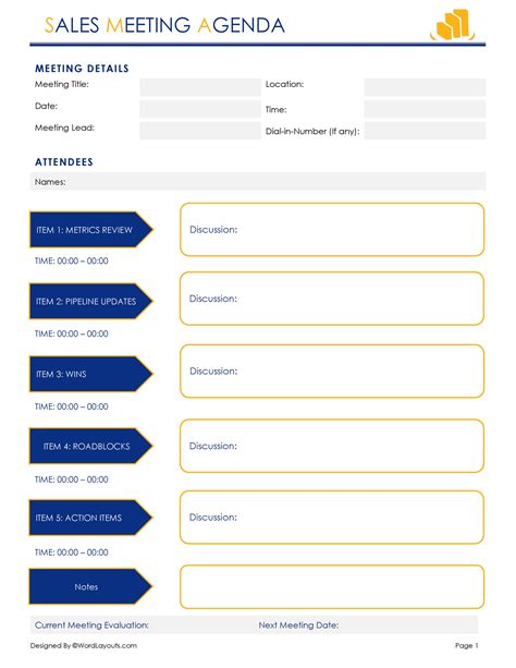 One-on-One Sales Meeting Agenda Template - WordLayouts