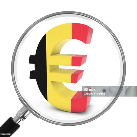 Belgium Finance Concept Belgian Euro Symbol Under Magnifying Glass ...