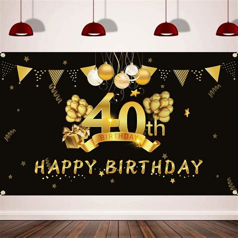 Buy 40th Birthday Party Decorations Happy 40th Birthday Background ...