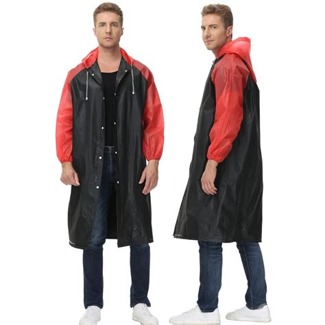 HACER EVA Poncho Raincoat Transparent Hooded Water Resistant Rain ...