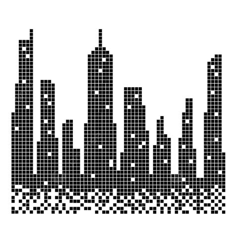Square Dotted City Building Vector Illustration, City Building, Square Dotted City Building ...