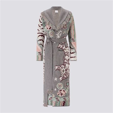 Shop Hayley Menzies Merino Jacquard Cardigan Tibetan Tiger in Grey on AiSPi