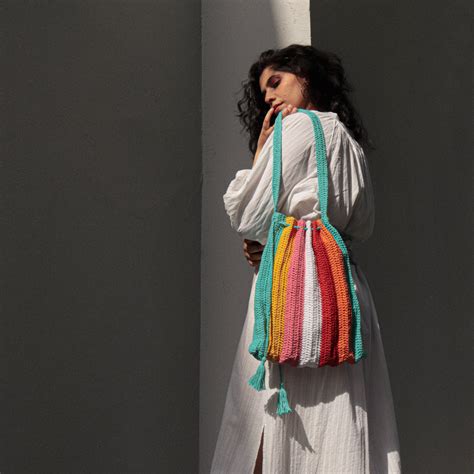 Accordion Rainbow Crochet Tote Bag – Itihasikala
