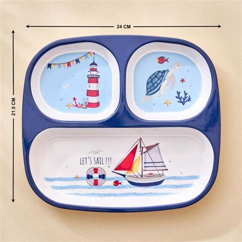 Buy Slate Kids Melamine Printed 3 Partition Plate - 24x21.5cm from Home ...