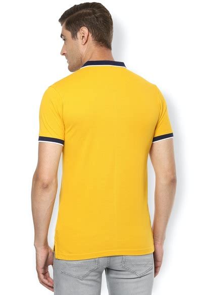 Buy Men Yellow Solid Polo Neck T-shirt Online - 553959 | Van Heusen