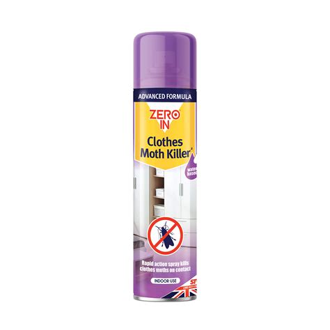 Zero In Clothes Moth Killer, 300 ml Aerosol, Transparent, Surface Treatment Spray, Kills ...